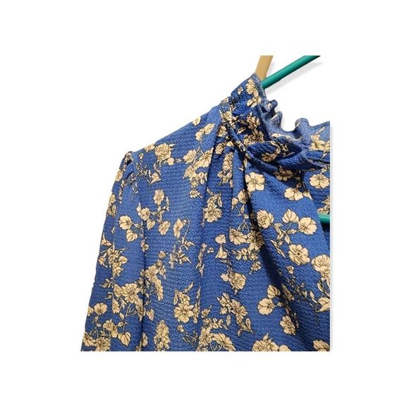 W5 Anthropologie Long Sleeve XL Ruffle Blue Floral Peasant Blouse - Picture 7 of 13